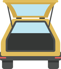 Poster - simple vector illustration of a yellow car with an open trunk on a white background
