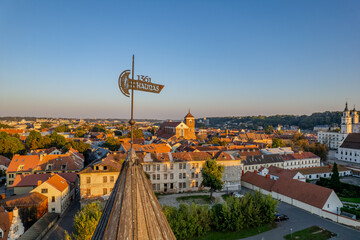 Wall Mural - Aerial summer evening view of Kaunas old town, Lithuania