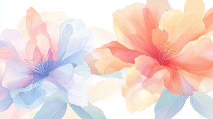 Poster - Two flowers with a blue and pink background