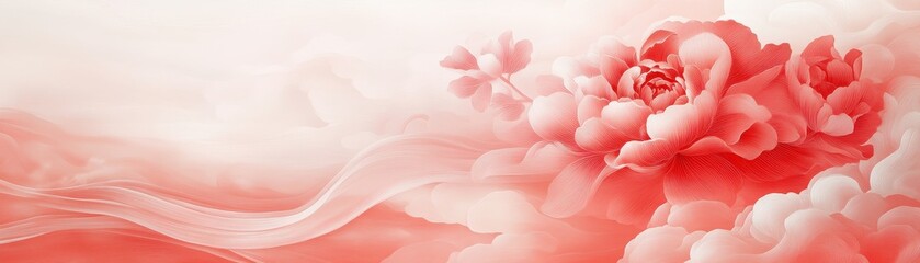 Wall Mural - A red and white flower with a white background