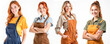 © Radorog. - a set of women in work clothes smiling on a white background