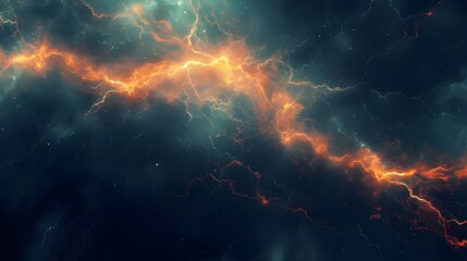 Aufkleber - Dramatic Lightning Over Dark Stormy Sky
