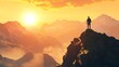 © Dinara - A lone figure stands on a mountain peak, silhouetted against a stunning sunset.