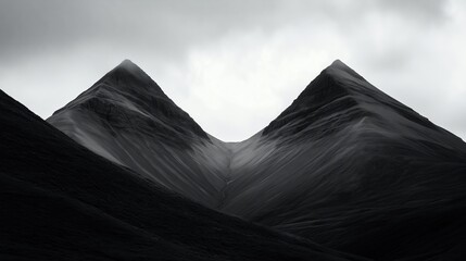 Two mountains in a valley, raw photography shot with Fujifilm