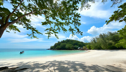 Wall Mural - Scenic view of the unoccupied beach on Koh Ron Samloem Island