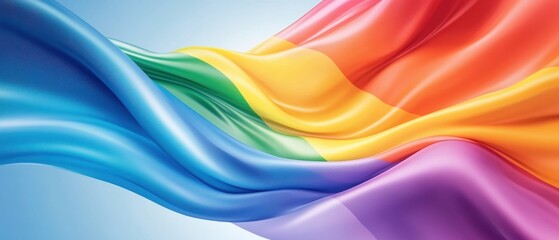 Poster - A colorful flag with the rainbow colors of red, orange, yellow, green, blue