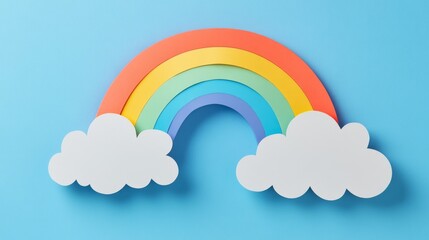 rainbow with clouds paper cut perfect for weather-themed children’s book illustrations or positive m