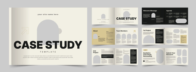 Wall Mural - Case Study Booklet Brochure Template, Landscape Case Study Booklet, A4 Company Brochure, Vector