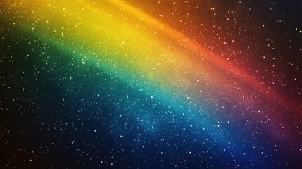 A vibrant rainbow gradient with sparkling stars against a dark background, creating a cosmic and colorful atmosphere.