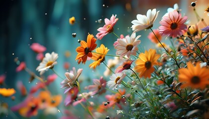 Flourishing Technology: Blossoming Flowers Embracing a Computer Screen