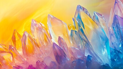 Sticker - Abstract Crystal Background with Yellow  Blue  and Pink Colors