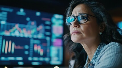 Poster - Woman Analyzing Data on Computer Screen