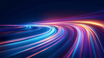 Light trails showing speed on a winding road at night