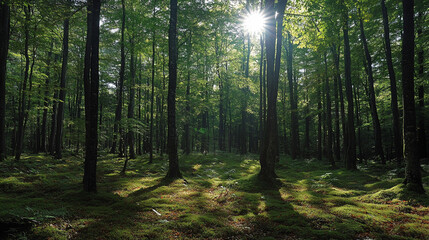  blank neutral white podium stage with aesthetic abstract floral sun light shadows textured concrete, A bright, sunny day with the sun shining through a canopy of trees in a lush forest. 
