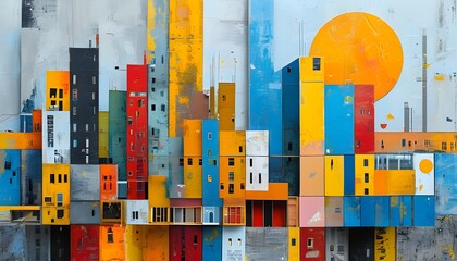 Abstract depiction of urban development and architectural innovation in city environments