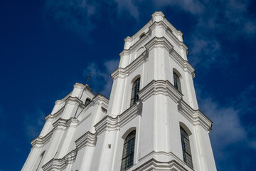 Beautiful view of the white Chatolic Church basilica in Latvia, Aglona. Basilica in Aglona, Latvia. 21.09.2024.