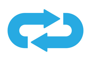 Wall Mural - 2 blue arrows repeated cycle illustration isolated exchange lined button. vector icon in flat style.