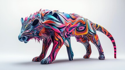 Canvas Print - A Colorful, Abstract, Geometric Animal Sculpture