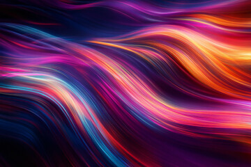 Wall Mural - abstract wavy lines in vibrant colors - purple, pink, blue, and orange - digital art background