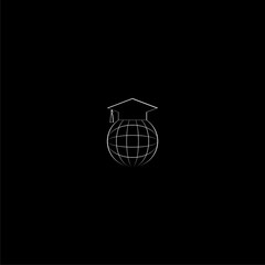 Canvas Print - Graduation cap on globe icon isolated on dark background