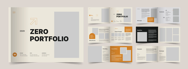 Wall Mural - Minimalist Portfolio Brochure, Architecture Portfolio Layout, Portfolio Brochure Layout, A4 Template