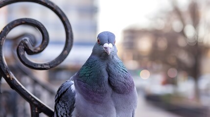 Wall Mural - pigeon close up with blur background