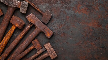 a set of rusted blacksmith s tools, symbols of early craftsmanship and labor