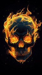 Wall Mural - burning skull, AI generated