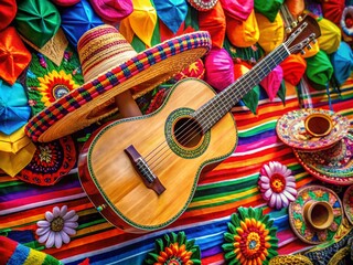 Vibrant Mariachi Wallpaper Featuring Traditional Instruments and Colorful Decorations for Festive Vibes