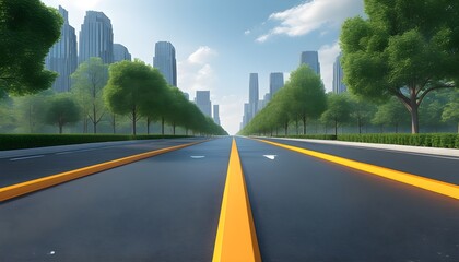 Futuristic cityscape with empty roads showcasing Double Eleven e-commerce theme in 3D rendering