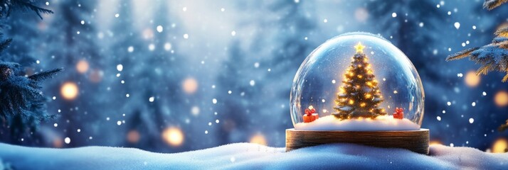 Poster - Christmas and new year clear glass winter snow globe