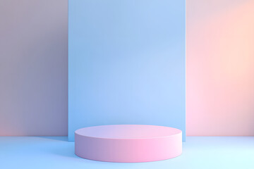 3d podium with soft color palette render style