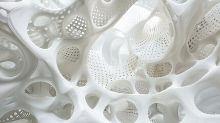 a close up of a white sculpture with holes