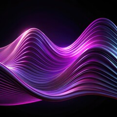 Canvas Print - Purple tech wave flowing gracefully through dark space. Generative AI