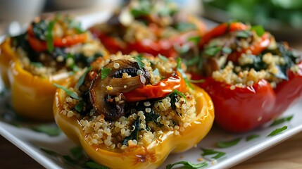 Wall Mural - Stuffed peppers with chard and mushrooms with quinoa