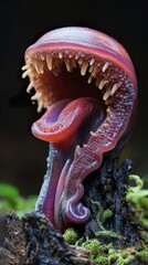 Wall Mural - Macro Photography of a Unique Purple Mushroom with a Strikingly Detailed Texture