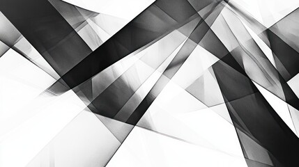 Abstract black and white geometric shapes creating a dynamic visual composition.