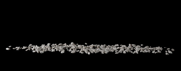 Poster - Quartz stone pile isolated on black background, side view