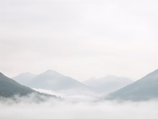 Minimalist Mountain Range in Fog