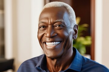 Radiant Elderly Man Smiling Brightly for Dental Service Marketing Visuals