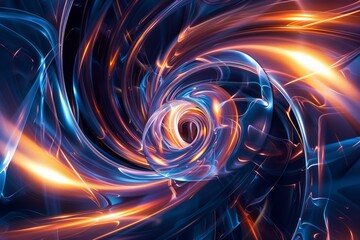 Poster - Abstract swirling vortex of blue and orange light creating a dynamic and energetic composition