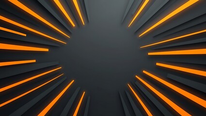 Dark grey black abstract background with orange glowing lines design. Generative Ai.