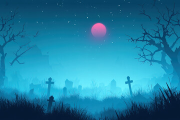 Sticker - Halloween Cemetery Background