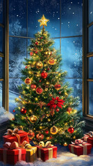 Canvas Print - beautifully decorated christmas tree