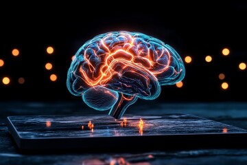 Aufkleber - Abstract brain with flowing energy, represented by glowing lines and vibrant colors in a dynamic, artistic style