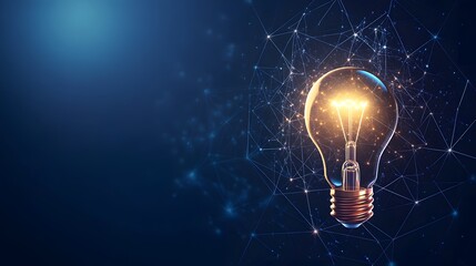 Poster - Illuminated Light Bulb Surrounded by a Network of Connected Lines