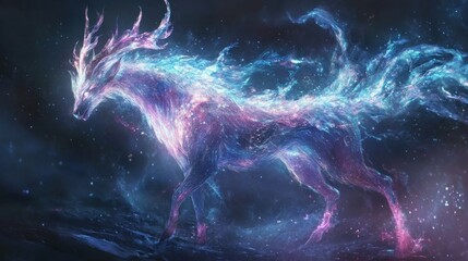 Poster - A Celestial Deer Made of Stardust and Nebulae