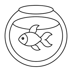 Minimalist Goldfish Line Art with Flowing Fins in a Bowl Vector Design