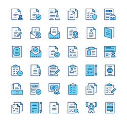 Poster - Legal documents icons. Outline symbols. Vector blue line icons set