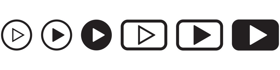 Poster - play icon. Play button icon set. YouTube icon. Start Buttons Illustration. Modern video and audio player. Vector illustration isolated.
